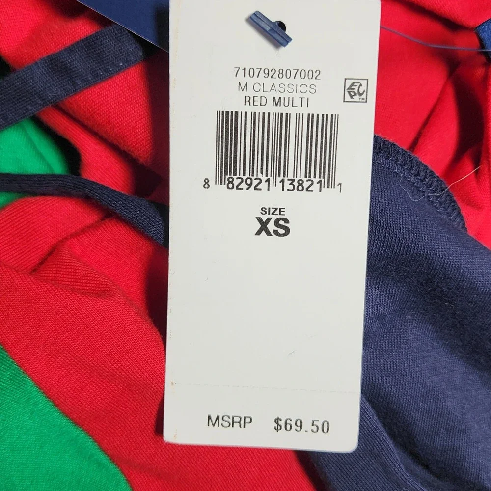Polo Ralph Lauren Colorblock Hooded‎ Long Sleeve T Shirt Mens XS Classic Retro